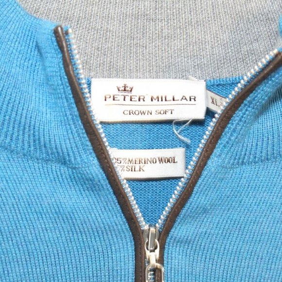 Peter Millar Crown Soft Merino Wool & Silk Quarter Zip Pullover Size XL H11854 - Picture 7 of 7